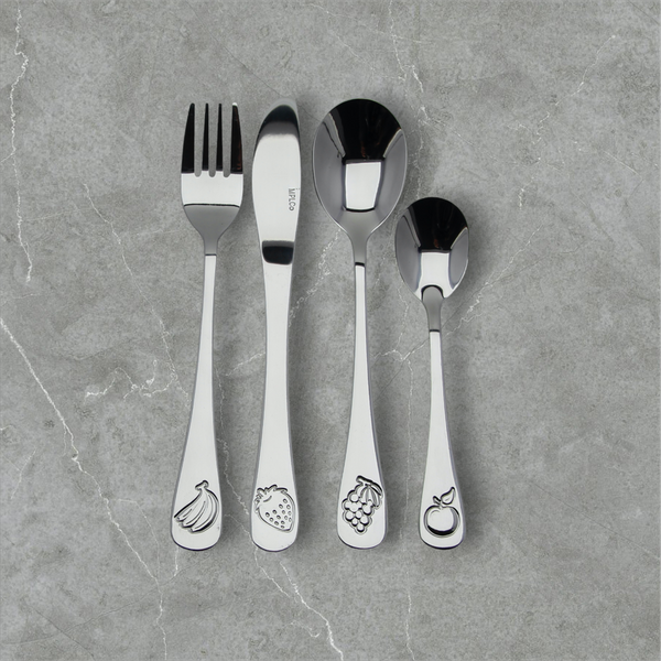 SZTUĆCE DLA DZIECI STALOWE KOMPLET 4 el. ŁYŻECZKA WIDELEC NÓŻ ŁYŻKA ZESTAW