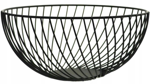 KOSZYK METALOWY CZARNY DRUCIANY NA OWOCE OZDOBNY