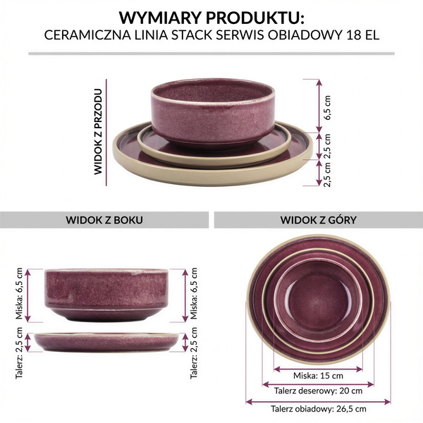 SERWIS OBIADOWY KOMPLET TALERZY 18EL. ZASTAWA OBIADOWA ZESTAW NA 6 OSÓB