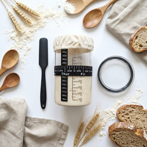 ZESTAW STARTOWY DUŻY POJEMNIK SZKLANY 800 ML DO ZAKWASU Z TERMOMETREM