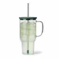 KUBEK BIDON SZKLANY TYPU STANLEY BIG 1,1L PRZEZROCZYSTY Z POKRYWKĄ I SŁOMKĄ