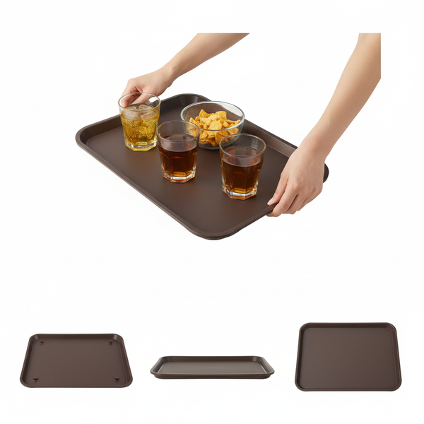 TACA KELNERSKA KUCHENNA ANTYPOŚLIZGOWA BRĄZOWA PROSTOKĄTNA 41,5×30,5×2cm