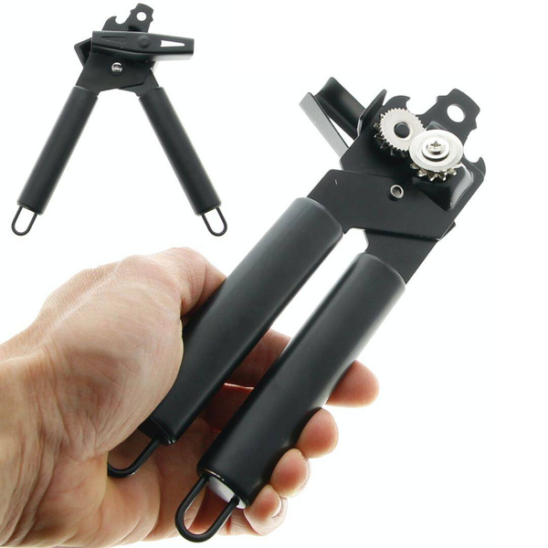 OTWIERACZ DO PUSZEK KONSERW I BUTELEK STALOWY CZARNY 2W1