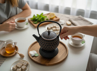 CZAJNIK ŻELIWNY IMBRYK 1,2L ZAPARZACZ DO HERBATY I ZIÓŁ PODGZREWACZ ŻELIWNY