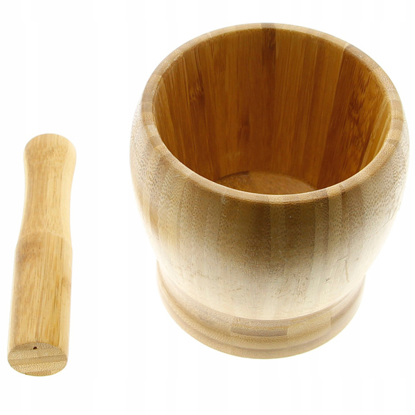 MOŹDZIERZ Z TŁUCZKIEM KUCHENNY BAMBUSOWY DREWNIANY DO ZIÓŁ I PRZYPRAW