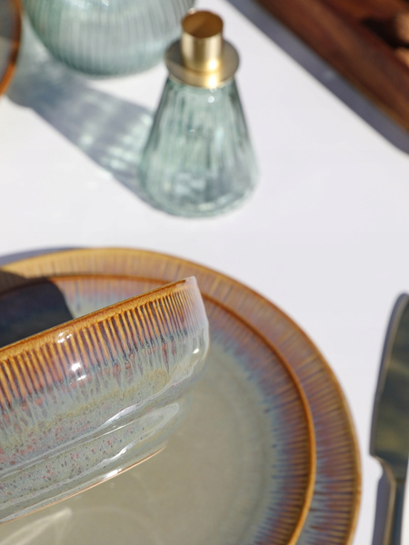 SERWIS OBIADOWY zestaw talerzy ceramicznych 18 el. STORM BROWN na 6 osób