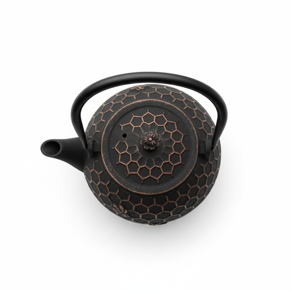 CZAJNIK ŻELIWNY IMBRYK 1,8L ZAPARZACZ DO HERBATY Z MIEDZIANYMI AKCENTAMI