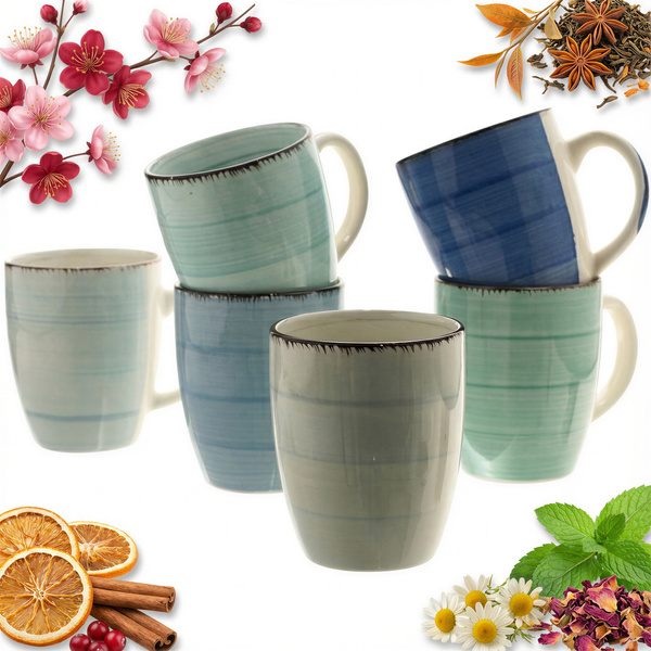 KUBKI CERAMICZNE KUBEK DO KAWY HERBATY ZESTAW 6