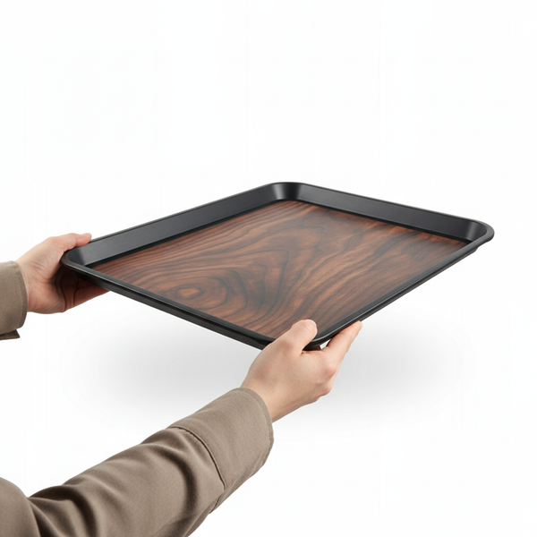 TACA KUCHENNA KELNERSKA ANTYPOŚLIZGOWA CZARNA PROSTOKĄT 45,5×35,5×2 CM