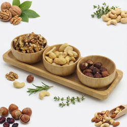 MISECZKI POJEMNIKI DO SOSU DIPÓW ORZECHÓW PRZEKĄSEK ZESTAW 3 szt. BAMBUSOWE