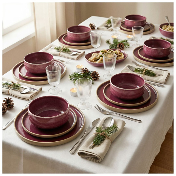 SERWIS OBIADOWY KOMPLET TALERZY 18EL. ZASTAWA OBIADOWA ZESTAW NA 6 OSÓB