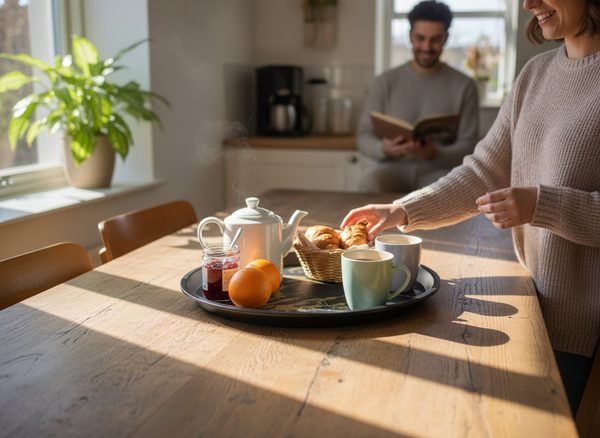 TACA KUCHENNA KELNERSKA ANTYPOŚLIZGOWA TWORZYWO CZARNA Z WZOREM 41CM
