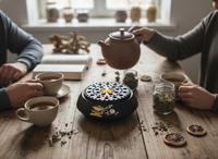 PODGRZEWACZ ŻELIWNY Ø 14,7 CM CZARNY DO UTRZYMANIA TEMPERATURY CZAJNIKA