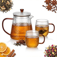 Żaroodporny szklany ZESTAW JACK zaparzacz + 2 szklanki BURSZTYN