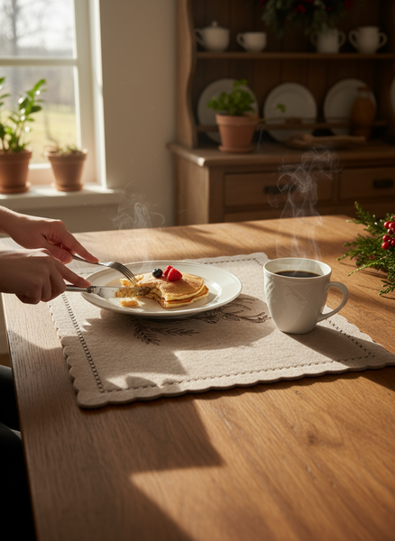 FILCOWA PODKŁADKA ŚWIĄTECZNA POD TALERZE BEŻOWA 30×40 CM DO DEKORACJI