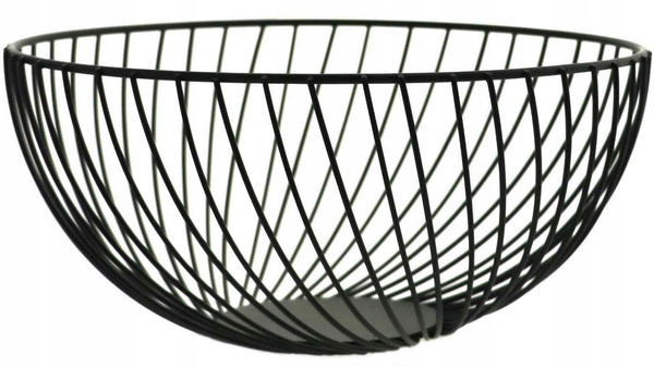 KOSZYK METALOWY CZARNY DRUCIANY NA OWOCE OZDOBNY