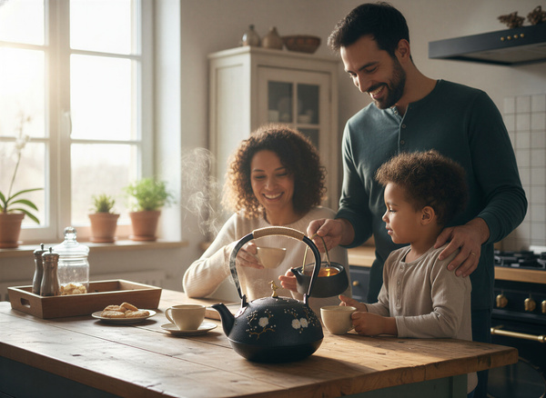 CZAJNIK ŻELIWNY IMBRYK CZARNY 1L + ZAPARZACZ STALOWY DO HERBATY I ZIÓŁ