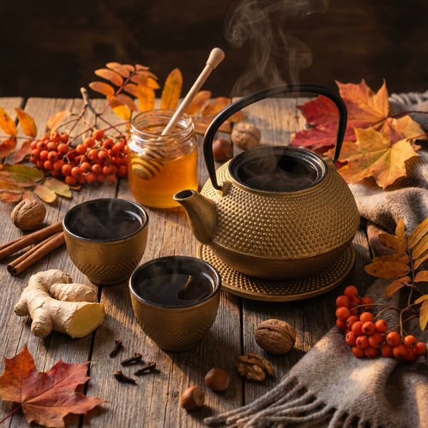 CZAJNIK IMBRYK ZAPARZACZ ŻELIWNY 0,8L ZESTAW DO HERBATY 2 CZARKI PODKŁADKA