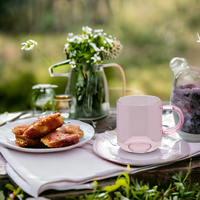 SZKLANKA SZKLANA KUBEK DO KAWY I HERBATY 310 ml. 8,7 cm RÓŻOWA