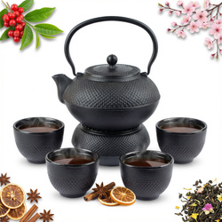 CZAJNIK 1,5L PODGRZEWACZ ŻELIWNY 4x CZARKI ZESTAW