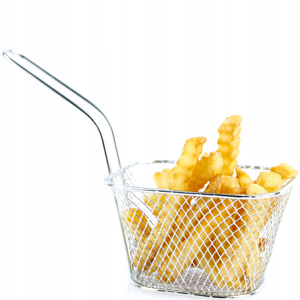 KOSZYK MINI KOSZYCZEK DO DO SERWOWANIA PRZEKĄSEK MIEŚCI 100G FRYTEK STALOWY