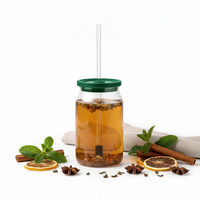 KUBEK BIDON 0,5L EKO BUTELKA PRZEZROCZYSTY Z POKRYWKĄ I SŁOMKĄ DO NAPOJÓW