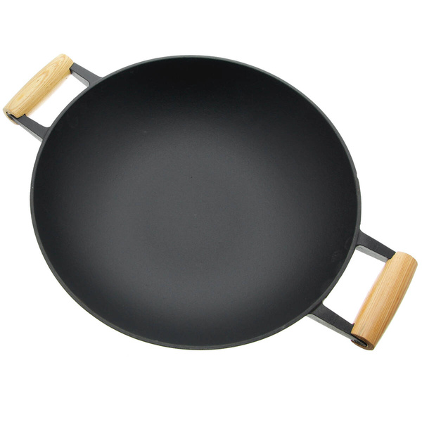 WOK ŻELIWNY PATELNIA 37 CM Ø POKRYWKA ZESTAW + PRZYBORY