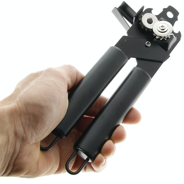 OTWIERACZ DO PUSZEK KONSERW I BUTELEK STALOWY CZARNY 2W1