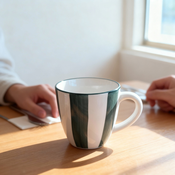 KUBEK 350ML DO ŚWIĄTECZNY CERAMIKA ZIELONO-BIAŁY, ZMYWARKA