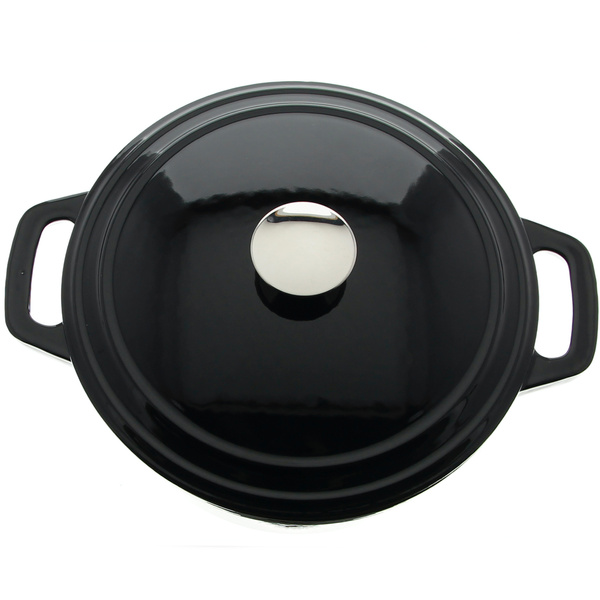 GARNEK ŻELIWNY 4.5L GAR SOLIDNY EMALIOWANY Z POKRYWKĄ CZARNY RONDELEK