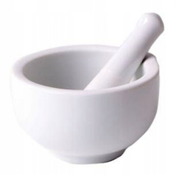 MOŹDZIERZ CERAMICZNY Z TŁUCZKIEM BIAŁY 8 CM MAŁY