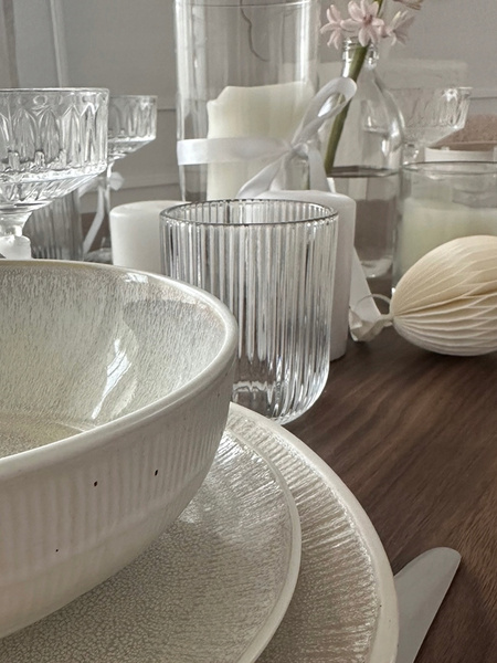 ŻAROODPORNY KUBEK ryflowany bez ucha SZKLANKA JUSTINE 400 ml long drink