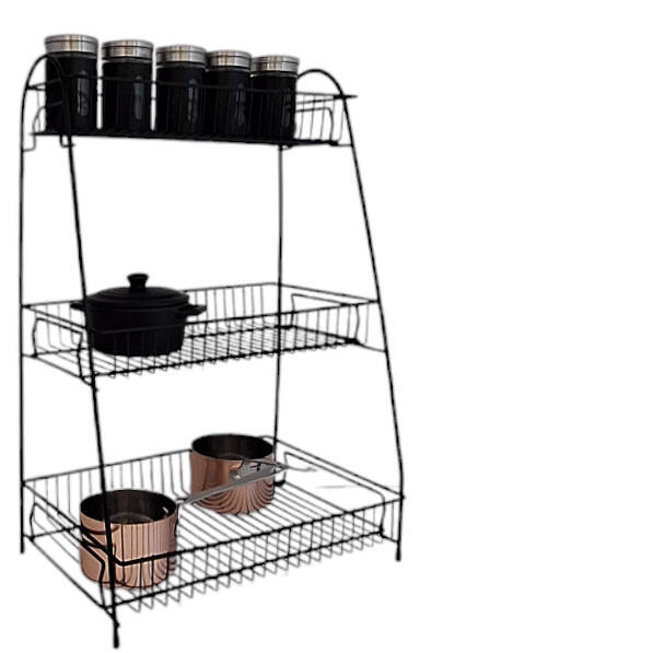 STOJAK PÓŁKA ORGANIZER NA PRZYPRAWY PRZYPRAWNIK METALOWY CZARNY ORGANIZER