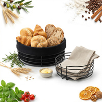 KOSZYK METALOWY NA CHLEB + WKŁAD Z TKANINY CZARNY