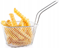 KOSZYK MINI KOSZYCZEK DO DO SERWOWANIA PRZEKĄSEK MIEŚCI 100G FRYTEK STALOWY