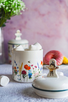 CERAMICZNY SŁOIK 750 ML DO PRZECHOWYWANIA PANI KWIATEK POKRYWKA