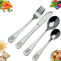 SZTUĆCE DLA DZIECI ZESTAW STAL ŁYŻECZKA WIDELEC NÓŻ ŁYŻKA 4 el.KOMPLET