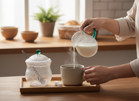 ZESTAW CUKIERNICZKA MLECZNIK CUKIERNICA POJEMNIK NA CUKIER DZBANUSZEK MLEKO