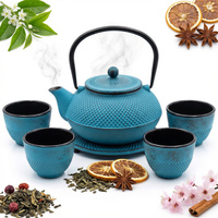 CZAJNIK 1,5L ŻELIWNY 4x CZARKI PODKŁADKA ZESTAW