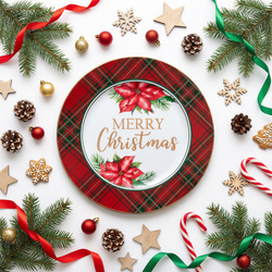 TACA METALOWA 323CM DEKORACYJNA ZIMOWA PODTALERZ 33 CM DO OZDABIANIA