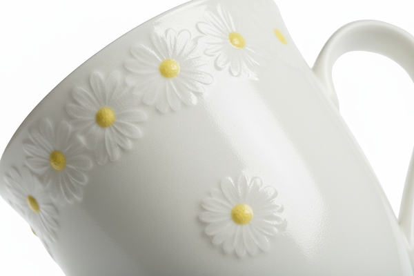 KUBEK DO KAWY HERBATY CZEKOLADY 300 ml BIAŁY CERAMIKA DESIGN DAISY LINE