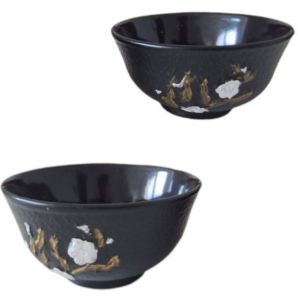 CZARKI ŻELIWNE 2 FILIŻANKI ZESTAW ŻELIWNY DO HERBATY 10 0ml EMALIOWANE