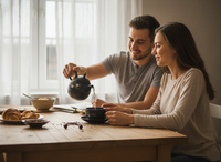 ZAPARZACZ FILIŻANKA SPODEK 0,4L ZESTAW CZARNY ŻELIWNY DO HERBATY PTASZEK