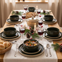 SERWIS OBIADOWY KOMPLET TALERZY 18EL. ZASTAWA OBIADOWA ZESTAW NA 6 OSÓB