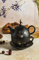 ZAPARZACZ 0.4L FILIŻANKA ŻELIWNA IMBRYK Z SITKIEM DO PARZENIA HERBATY ZIÓŁ