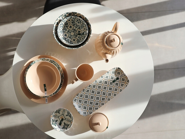 Ceramiczny TALERZ głęboki DO ZUPY 18cm linia MOSAIQUE BEIGE bez wzoru