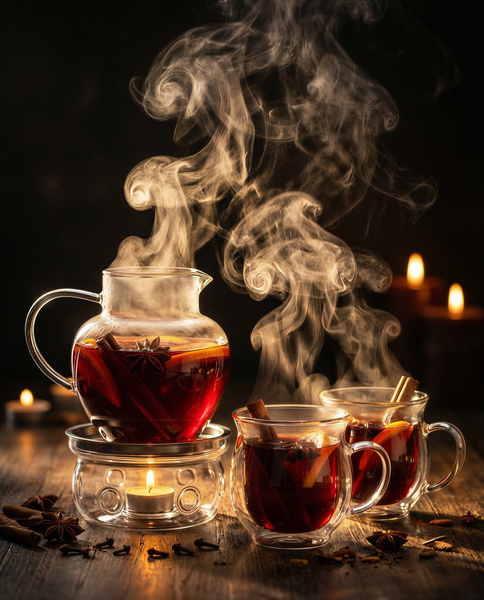 ZESTAW DO GRZANEGO WINA GRZAŃCA DZBANEK 1L FILIŻANKI x2 SZKŁO+ PODGRZEWACZ