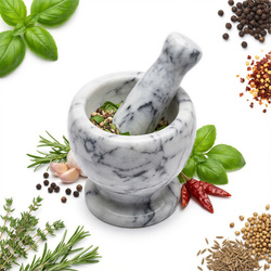 MOŹDZIERZ KUCHENNY Z TŁUCZKIEM KAMIENNY MARMUR