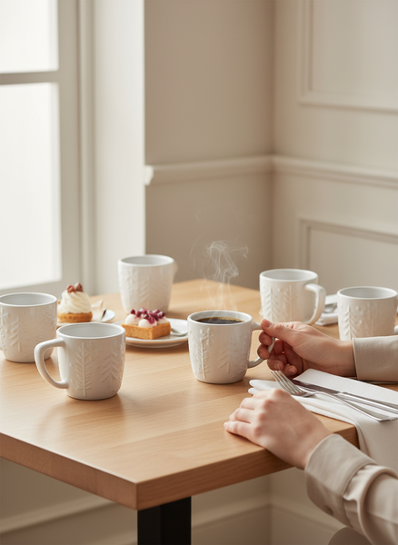KUBEK 300 ML ZIMOWY ŚWIĄTECZNY DECO, BEŻ DO GORĄCYCH NAPOJÓW ZMYWARKA