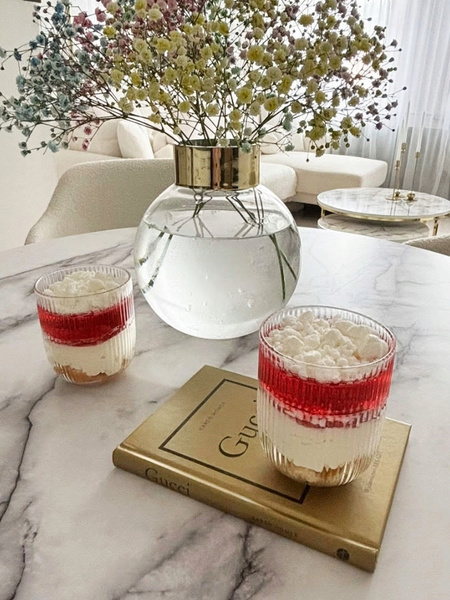 ŻAROODPORNY KUBEK ryflowany bez ucha SZKLANKA JUSTINE 400 ml long drink